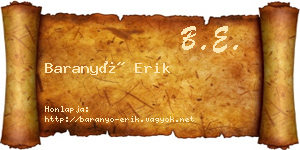Baranyó Erik névjegykártya